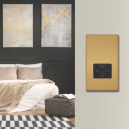 Varilight  1-Gang Dual Voltage Shaver Socket 115V Brushed Brass with Black Inserts