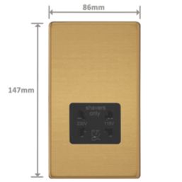 Varilight  1-Gang Dual Voltage Shaver Socket 115V Brushed Brass with Black Inserts