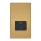 Varilight  1-Gang Dual Voltage Shaver Socket 115V Brushed Brass with Black Inserts