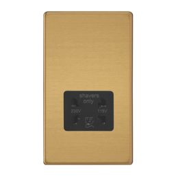 Varilight  1-Gang Dual Voltage Shaver Socket 115V Brushed Brass with Black Inserts