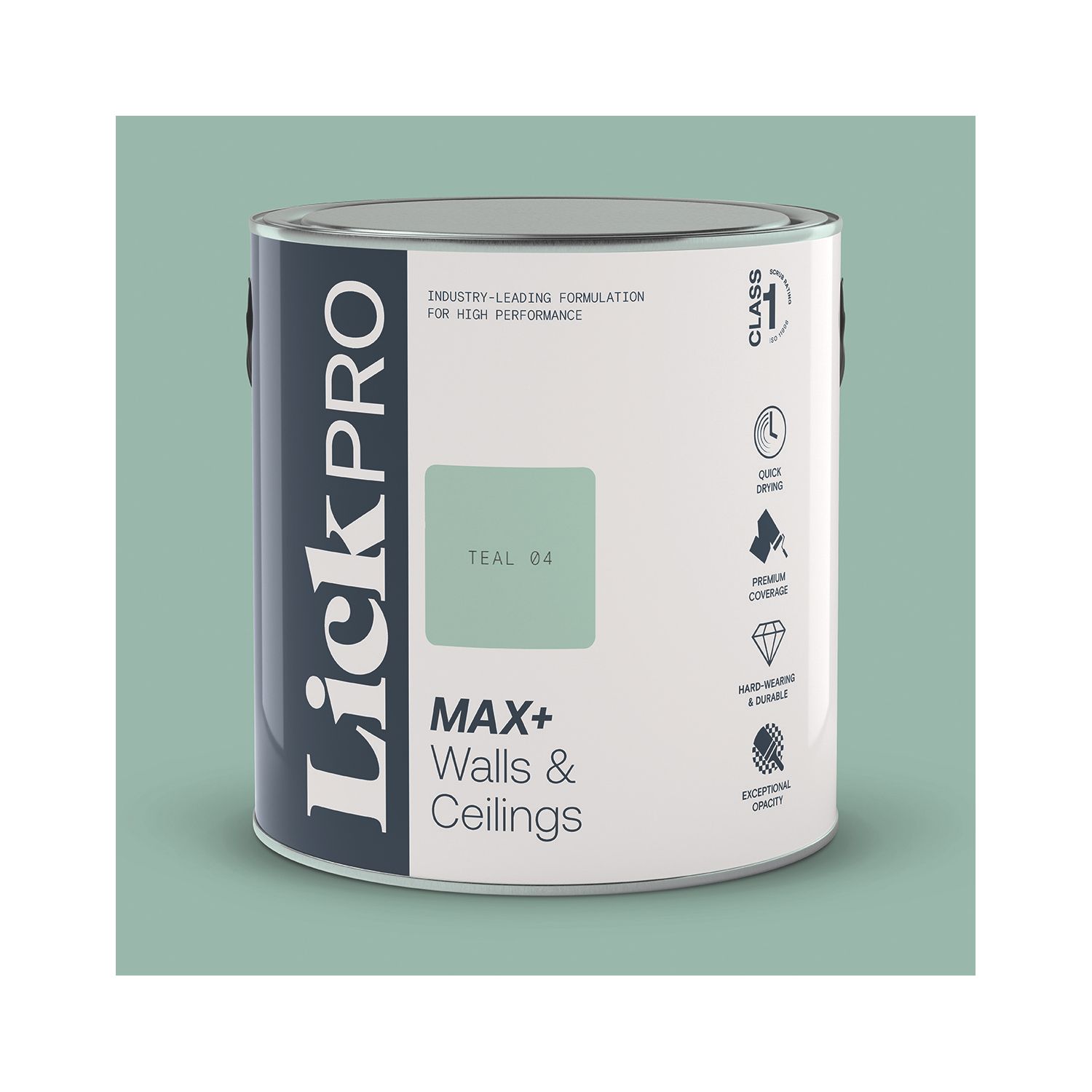 LickPro Max+ 2.5Ltr Teal 04 Eggshell Emulsion Paint (284JY)