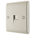 British General Nexus Metal Slave Telephone Socket Pearl Nickel with Colour-Matched Inserts