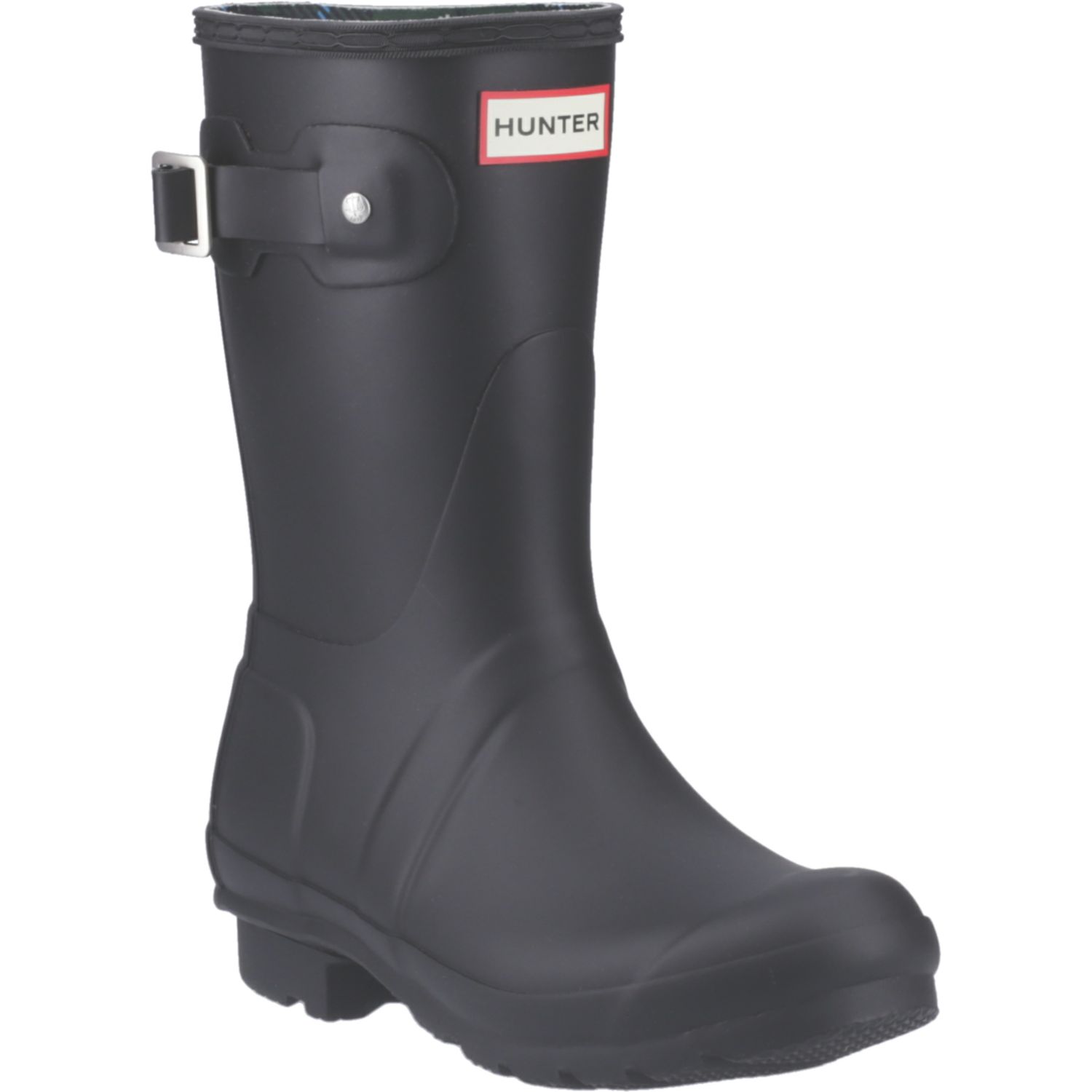 Hunter Original Short Tartan Lining Size 3 Womens Black Non Safety Wellies (284YG)