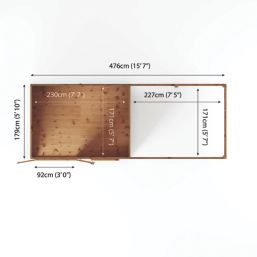 Mercia Maine 15' 6" x 6' (Nominal) Pent Timber Summerhouse with Patio Area