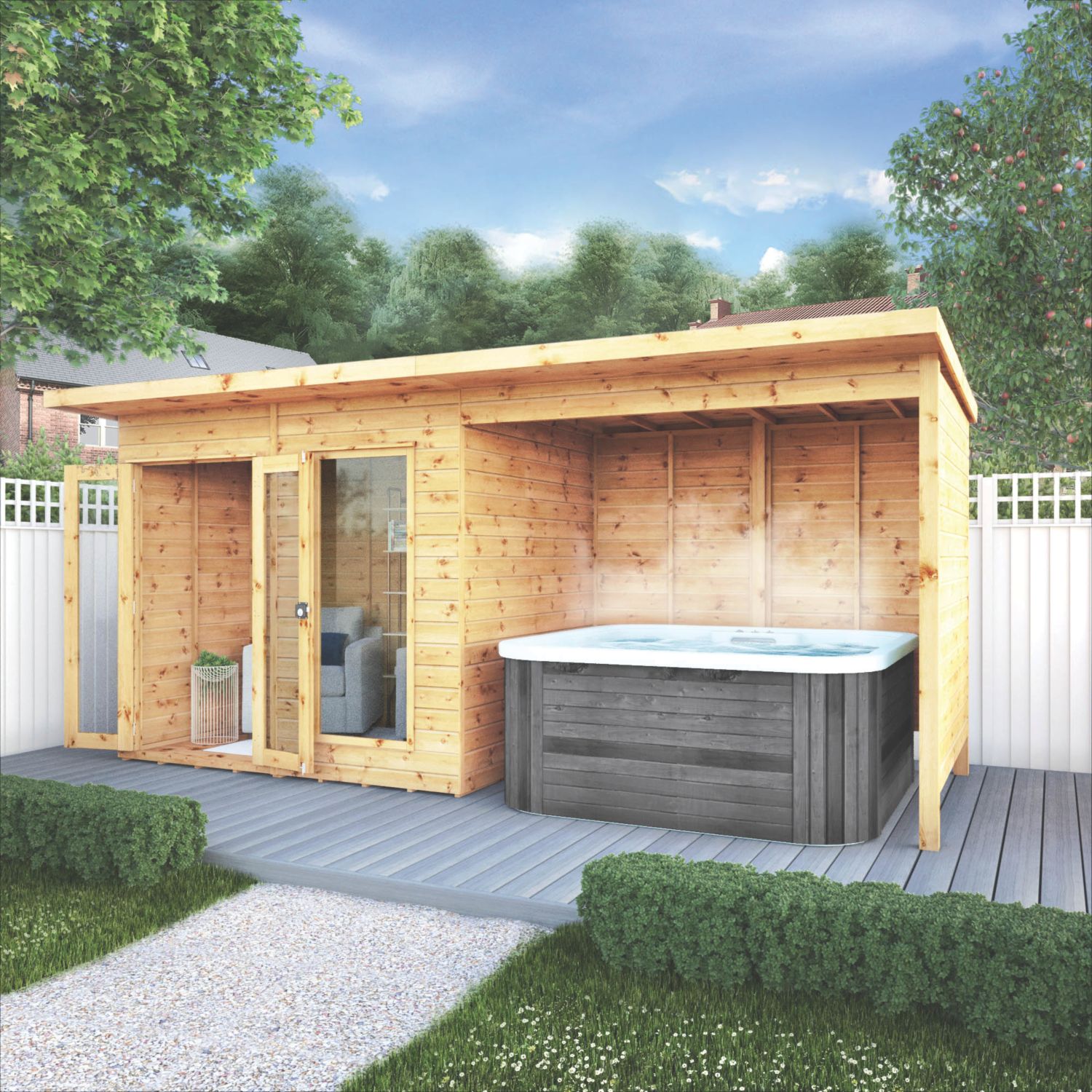 Mercia Maine 15' 6" x 6' (Nominal) Pent Timber Summerhouse with Patio Area (284YL)