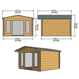 Shire Epping 3 12' x 12' (Nominal) Apex Timber Log Cabin with Assembly