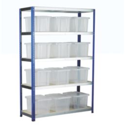 Barton Ecorax 5-Tier Powder-Coated Steel Shelving with Containers 1200mm x 450mm x 1760mm