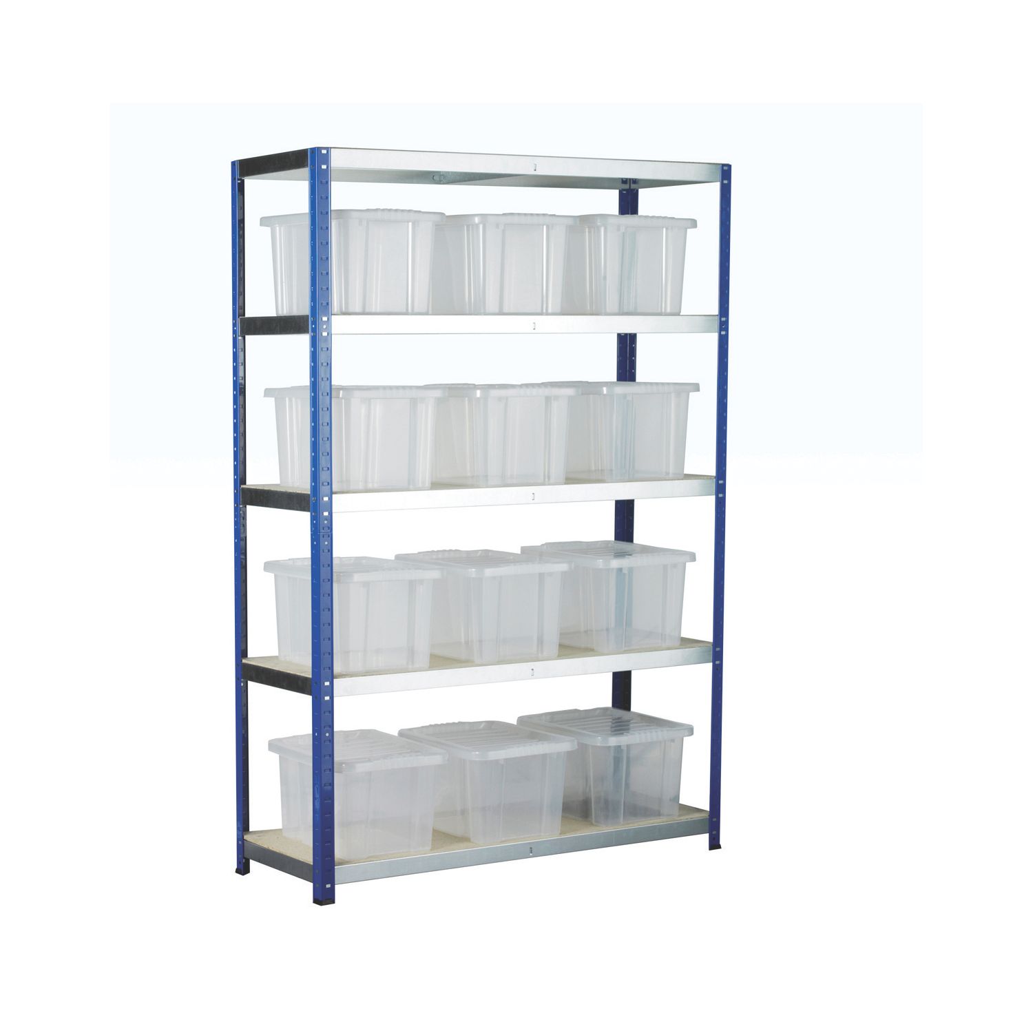 Barton Ecorax 5-Tier Metal Garage Shelving with Containers 1200mm x 450mm x 1760mm (28549)