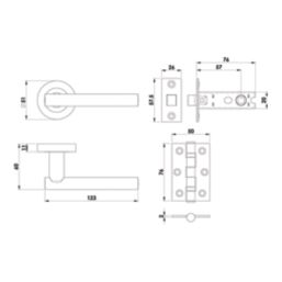Smith & Locke Coniston Door Handle, Latch & Hinge Set Antique Brass 6 Pcs