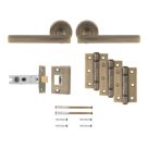 Smith & Locke Coniston Door Handle, Latch & Hinge Set Antique Brass 6 Pcs