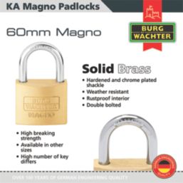 Burg-Wachter  Keyed Alike    Padlocks Brass 30mm 10 Pack