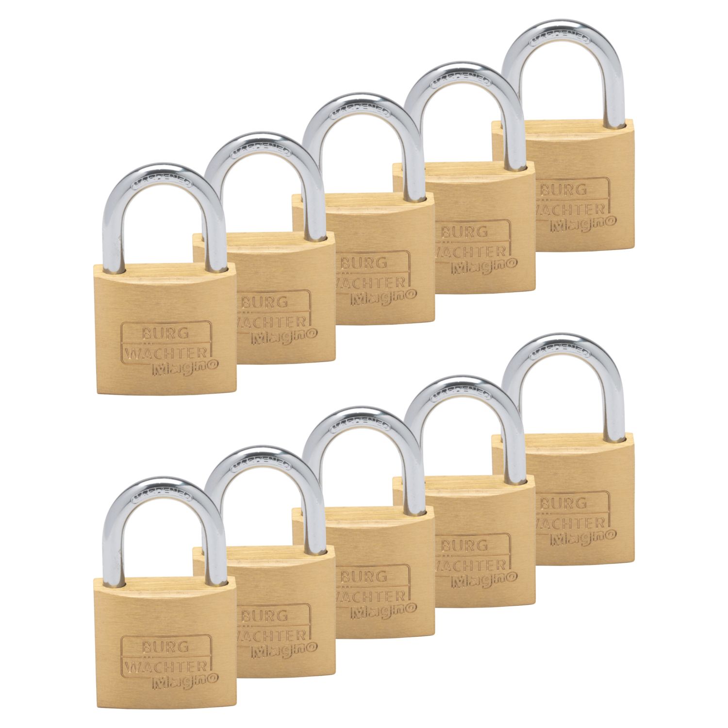 Burg-Wachter Keyed Alike Padlocks Brass 30mm 10 Pack (285AN)
