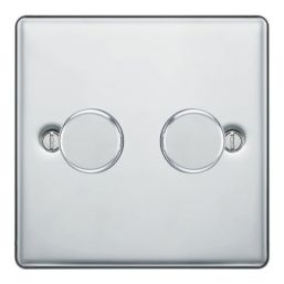LAP  2-Gang 2-Way LED Dimmer Switch  Polished Chrome with Colour-Matched Inserts