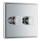 LAP  2-Gang 2-Way LED Dimmer Switch  Polished Chrome with Colour-Matched Inserts