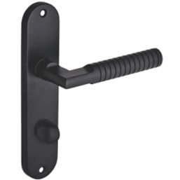 Smith & Locke Studland Fire Rated WC Door Handles Pair Matt Black