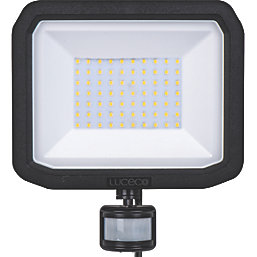 Luceco Castra Outdoor LED Floodlight With PIR Sensor Black 50W 5400lm