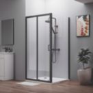 ETAL  Framed Rectangular Sliding Door Shower Enclosure & Tray  Matt Black 990mm x 890mm x 1940mm