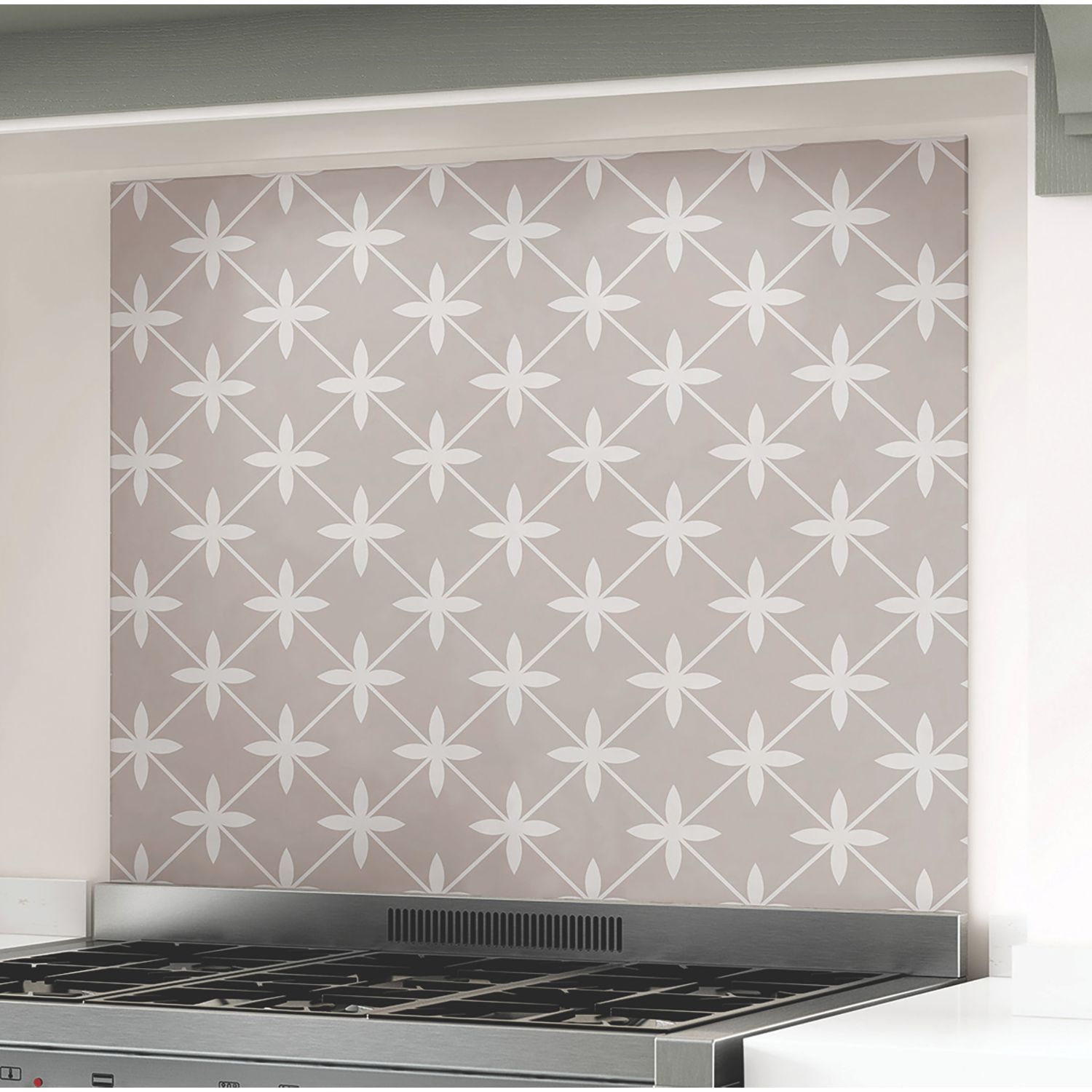 Laura Ashley Wicker Dove Grey Self-Adhesive Glass Kitchen Splashback 900mm x 750mm x 6mm (285RX)