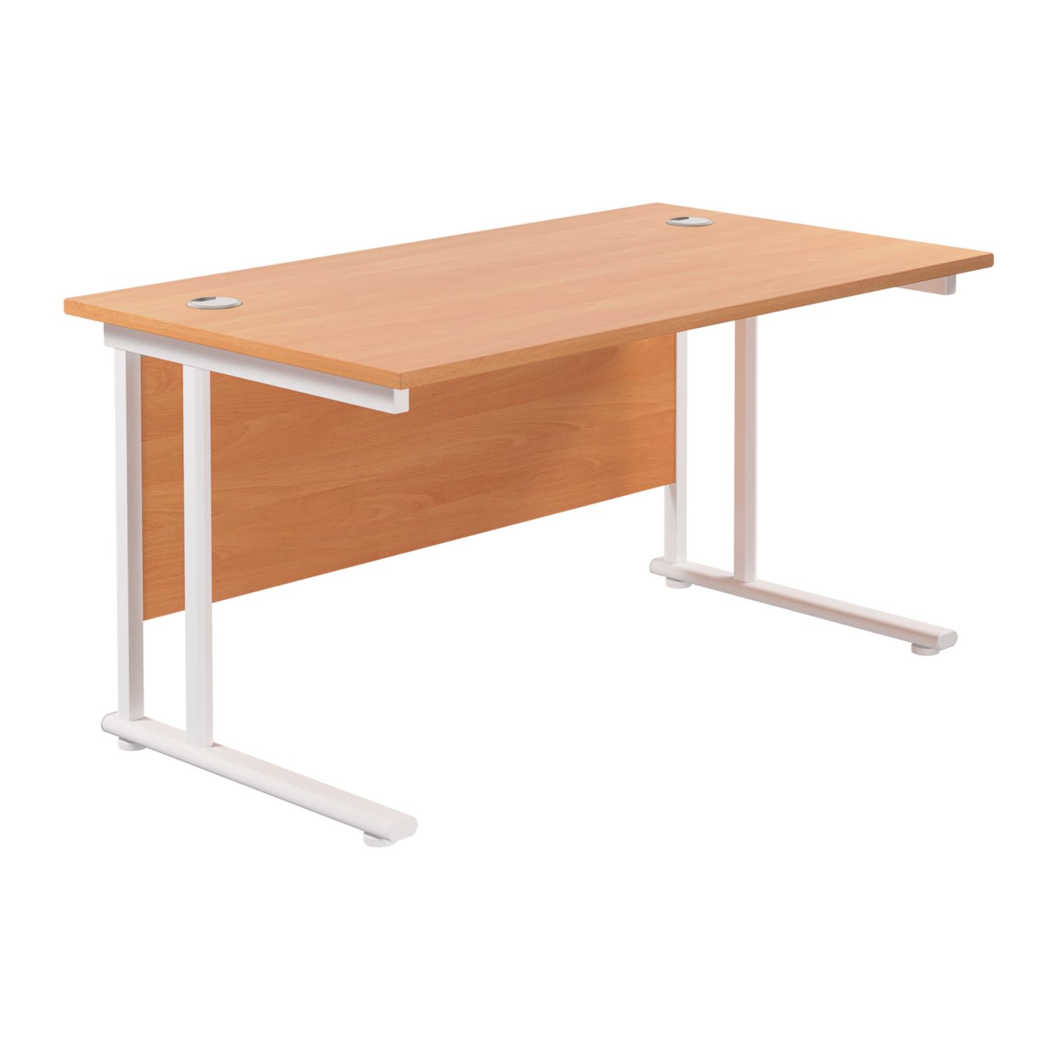 TC Group Aztec Twin Upright Rectangular Office Desk Beech/White 1400mm x 800mm (285TT)