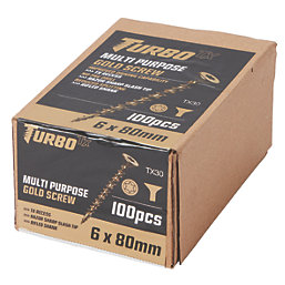 Turbo TX  TX Double-Countersunk Self-Drilling Multipurpose Screws 6mm x 80mm 100 Pack