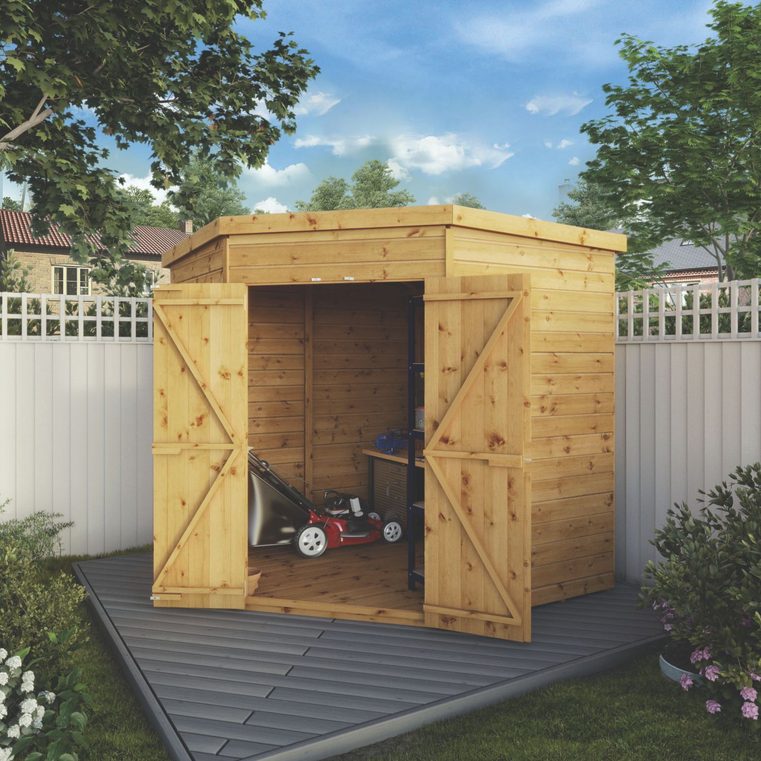 Mercia Corner 6' 6" x 6' 6" (Nominal) Pent Shiplap T&G Timber Shed (285YL)