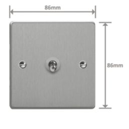 Varilight  10A 1-Gang 2-Way Light Switch  Brushed Steel with Colour-Matched Inserts