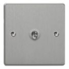Varilight  10A 1-Gang 2-Way Light Switch  Brushed Steel with Colour-Matched Inserts