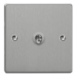 Varilight  10A 1-Gang 2-Way Light Switch  Brushed Steel with Colour-Matched Inserts