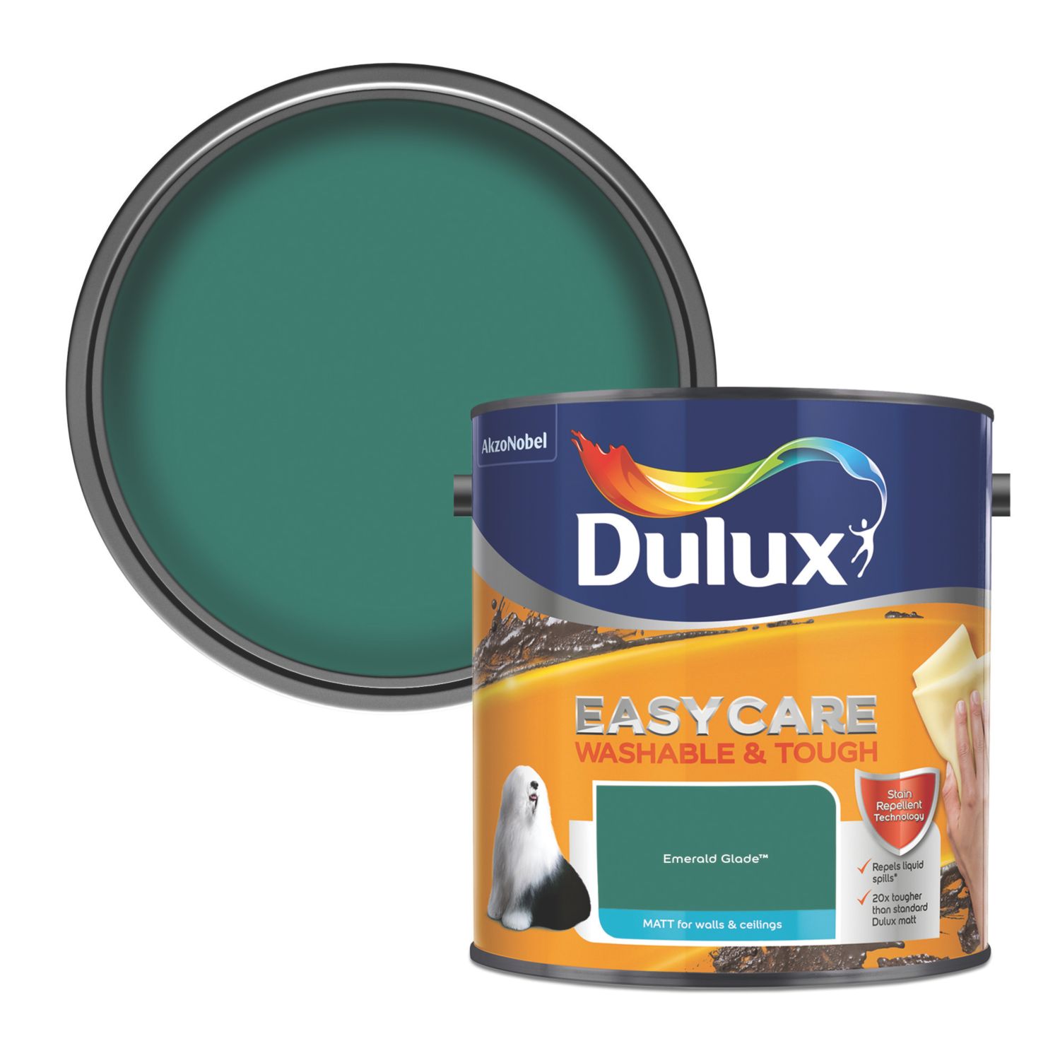 Dulux EasyCare Washable & Tough 2.5Ltr Emerald Glade Matt Emulsion Paint (286CG)