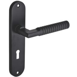 Smith & Locke Studland Fire Rated Lever Lock Door Handles Pair Matt Black