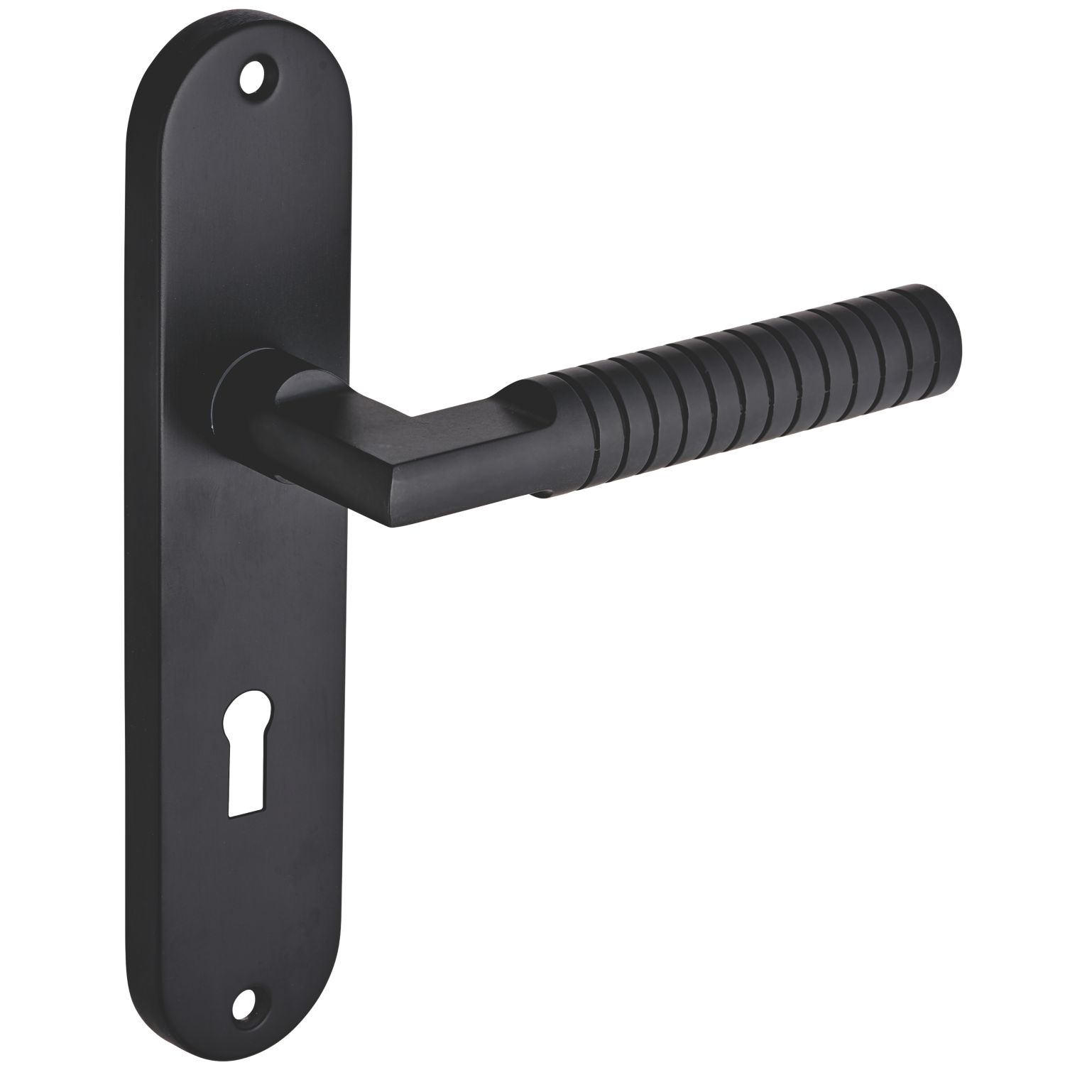Smith & Locke Studland Fire Rated Lever Lock Door Handles Pair Matt Black (286HY)