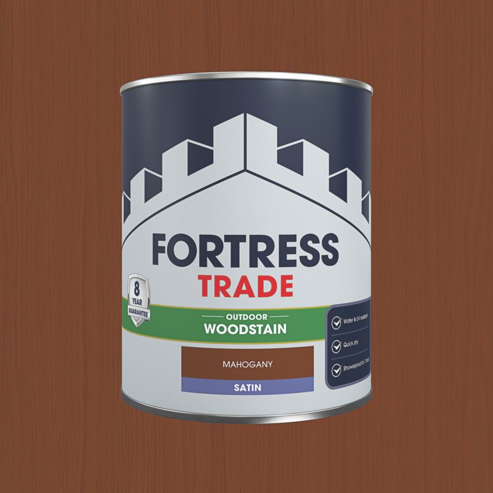 Fortress Trade 750ml Mahogany Satin WaterBased Exterior Wood Stain