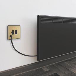 British General Evolve 13A Switched Fused Spur with LED Satin Brass with Black Inserts