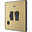 British General Evolve 13A Switched Fused Spur with LED Satin Brass with Black Inserts
