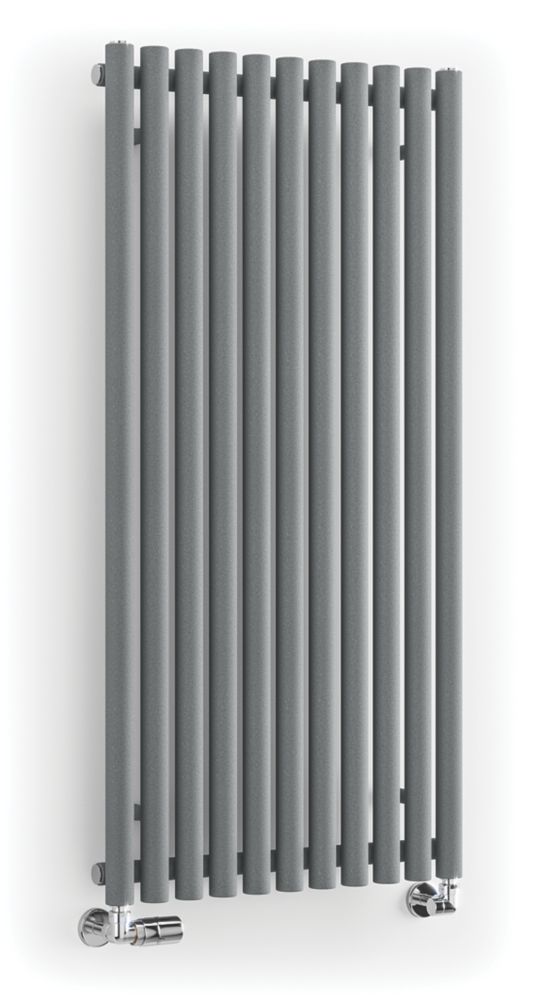 Terma 1200mm x 590mm 3028BTU Grey / Silver Vertical Designer Radiator - Screwfix