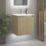 Newland  Double Door Wall-Mounted Vanity Unit with Basin Effect Natural Oak 500mm x 370mm x 540mm