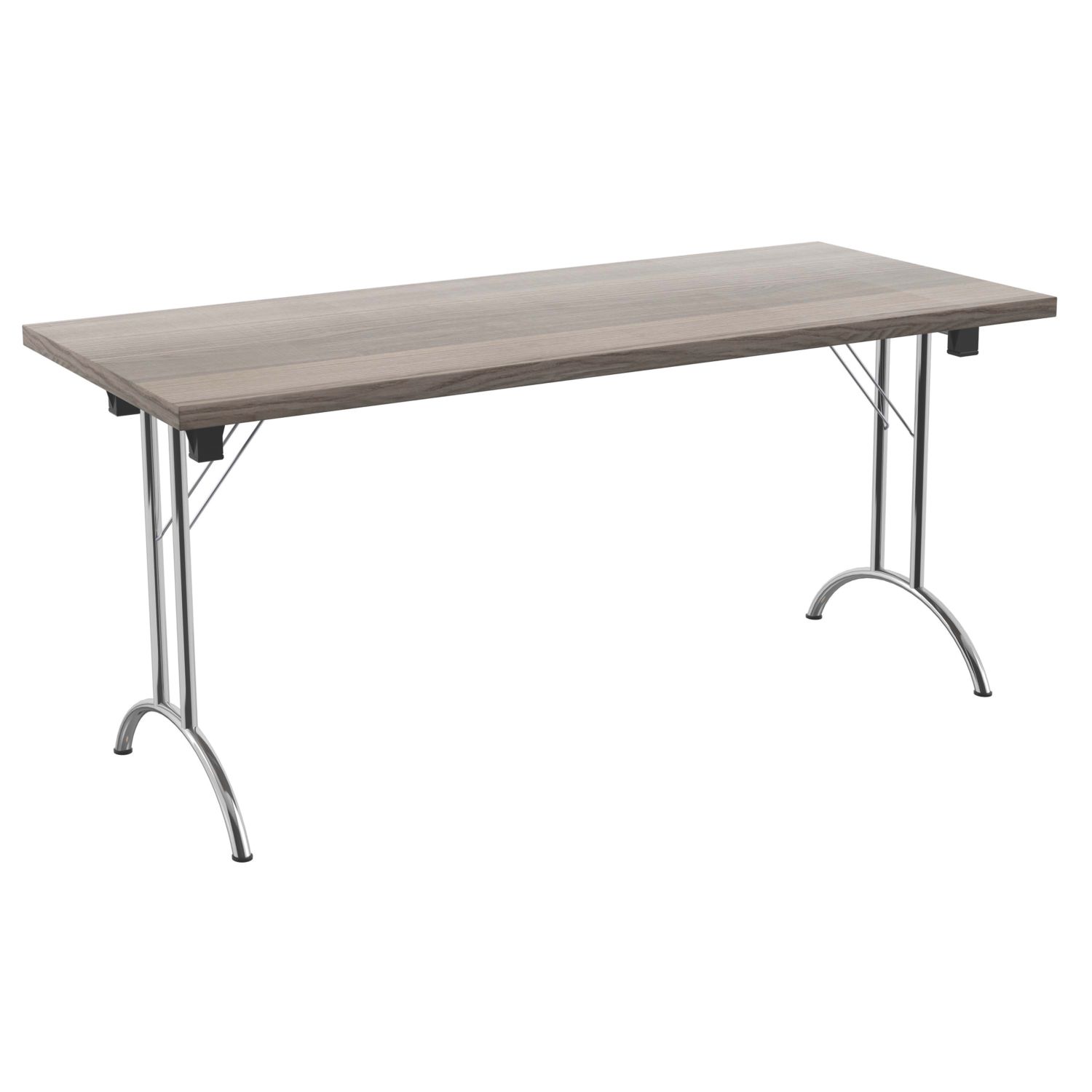 TC Group One Union Rectangular Folding Table Grey Oak/Silver 1600mm x 700mm (286TT)