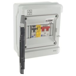 Lewden IP65-4BR40AS IP65 Weatherproof Outdoor 6-Module 4-Way Populated  EV Charger Consumer Unit with SPD