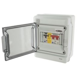 Lewden IP65-4BR40AS IP65 Weatherproof Outdoor 6-Module 4-Way Populated  EV Charger Consumer Unit with SPD