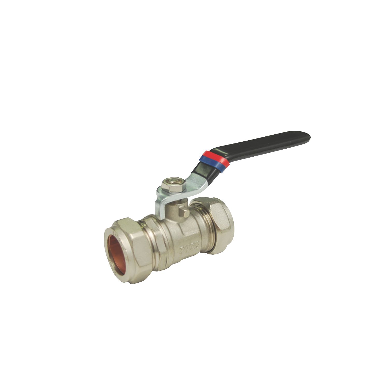 Essentials Compression Full Bore 22mm Lever Ball Valve with Black Handle (2870V)