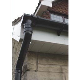 FloPlast  uPVC Half Round Stop End Outlet Black 112mm x 68mm