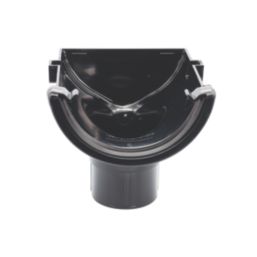 FloPlast  uPVC Half Round Stop End Outlet Black 112mm x 68mm