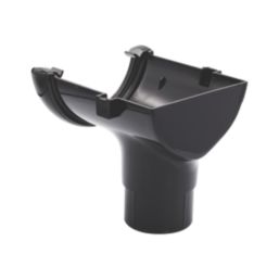 FloPlast  uPVC Half Round Stop End Outlet Black 112mm x 68mm