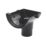 FloPlast  uPVC Half Round Stop End Outlet Black 112mm x 68mm