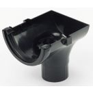 FloPlast  uPVC Half Round Stop End Outlet Black 112mm x 68mm