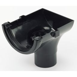 FloPlast  uPVC Half Round Stop End Outlet Black 112mm x 68mm