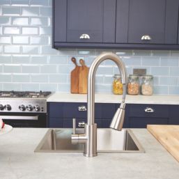 ETAL Luxr  Pull-Out Style Kitchen Mixer Tap Brushed Steel Finish