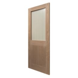 1-Clear Light Unfinished Oak Wooden 1-Panel Cottage Internal Door 1981mm x 686mm