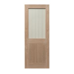 1-Clear Light Unfinished Oak Wooden 1-Panel Cottage Internal Door 1981mm x 686mm