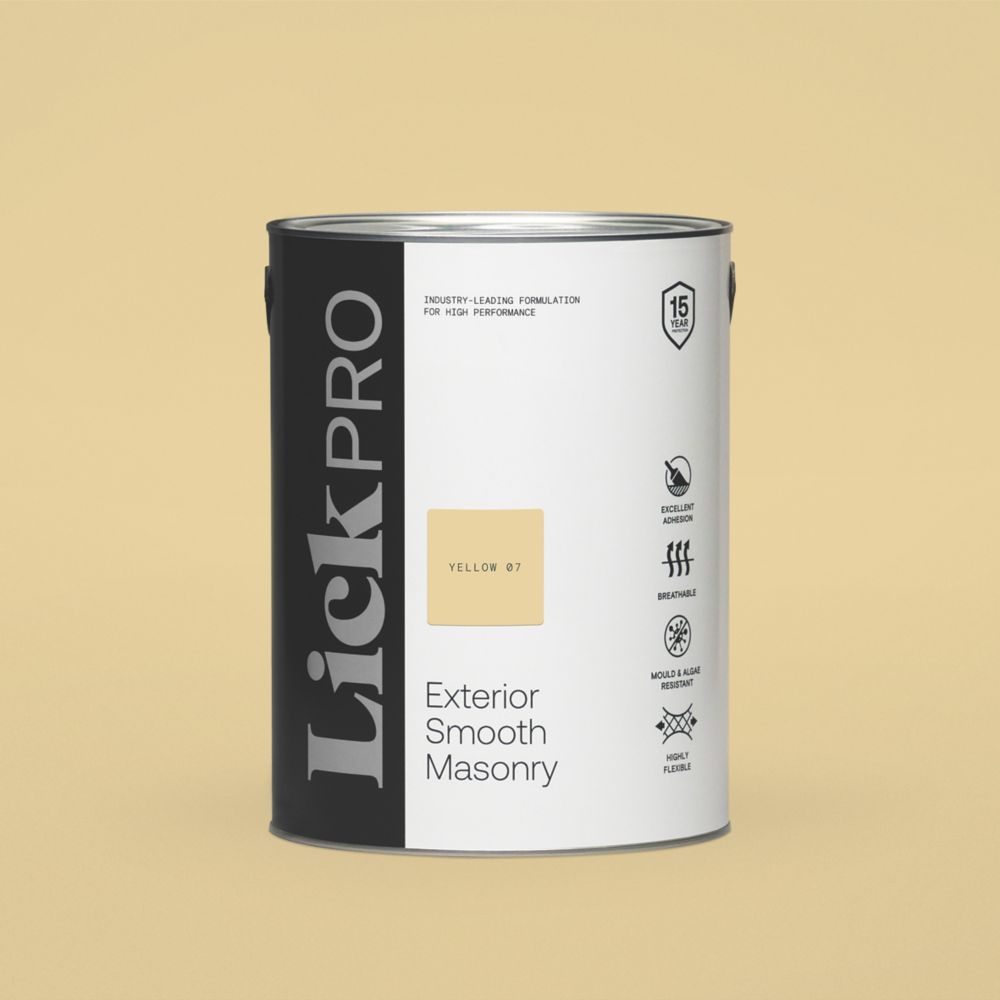 LickPro Smooth Yellow 07 Masonry Paint 5Ltr Screwfix